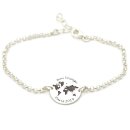 Silberarmband mit Gravur Weltkarte Silberschmuck GONAS31