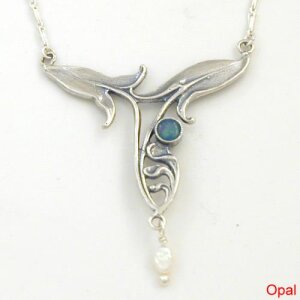 Silberschmuck Jugendstil Kette Blume GOC2SI