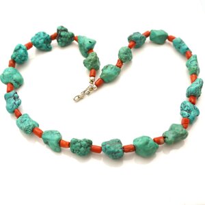 Indianerschmuck Türkis Koralle Collier